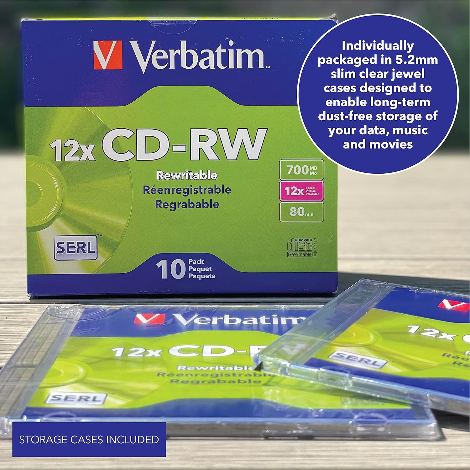Verbatim CD-RW 700MB 4X-12X Rewritable Blank Media - 10 Discs in Slim Jewel Cases - Image 4