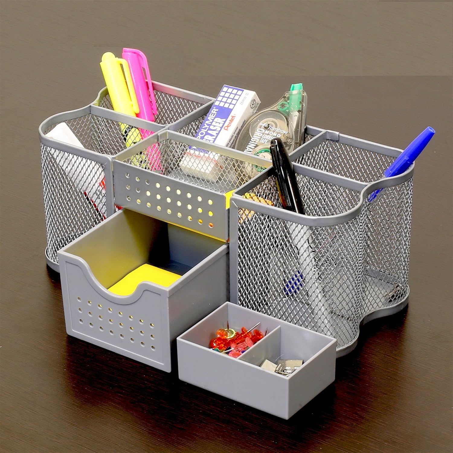 Deco Brothers Desk Organizers Pen Holder Office Caddy Storage, Silver - Image 7
