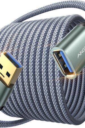 AINOPE USB Extension Cable 10FT,USB Extender,USB 3.0 Extension Cable, Male to Female Cord High Data Transfer Compatible with Webcam,USBKeyboard,Flash Drive,Hard Drive,Printer,Grey