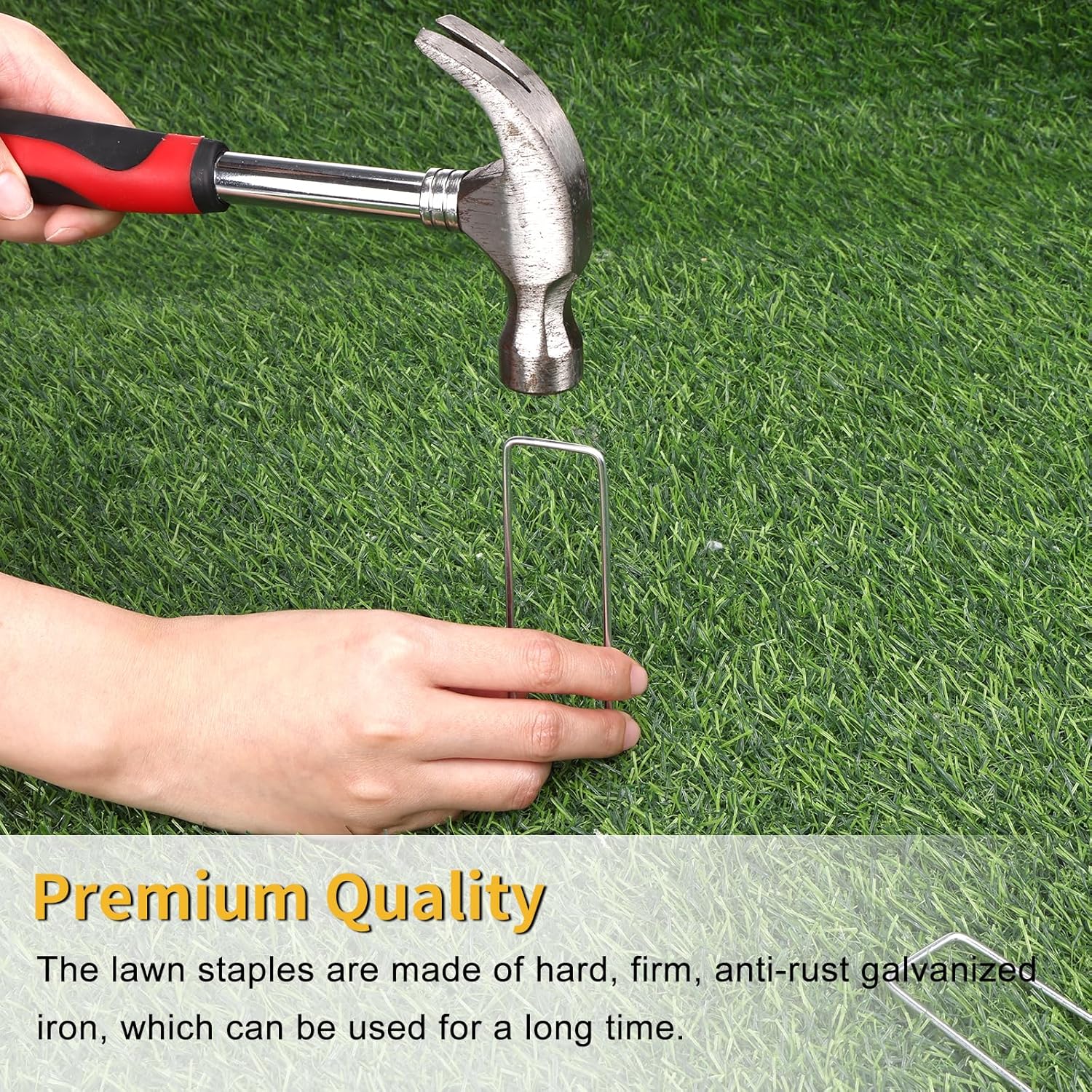 500 Pack 4 Inch Landscape Staples, Garden Staples 12 Gauge Galvanized Ground Stakes Lawn Yard Staples SOD U-Shaped Pins for Gardening Irrigation Tubing Landscaping Fabric - Image 5