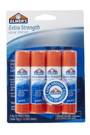Elmer's Extra Strength Glue Sticks, Washable, 8 Grams, 4 Count