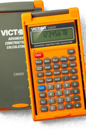 Victor C6000 Advanced Construction Calculator with Protective Case Displays in Fractional or Dimensional Forms Perfect for Carpenters, Renovators,Builders, Contractors, Estimators