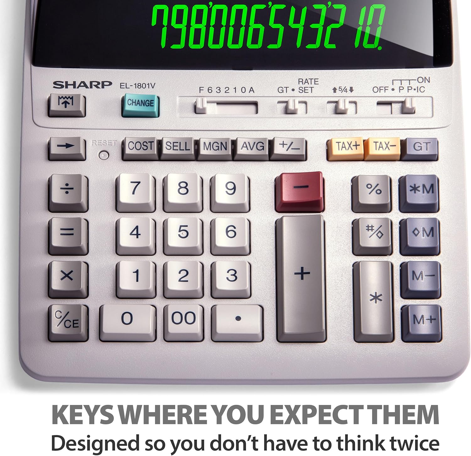 Sharp EL-1801V Ink Printing Calculator, 12-Digit LCD, AC Powered, Off-White, Ideal for Business & Office Use, Easy-to-Read Display & Durable Design - Image 5