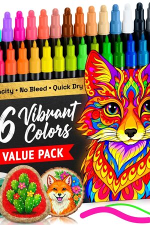 ARTISTRO 36 Precision Dual-Tip Acrylic Paint Markers – Paint Pens Set with Dot & Fine Tips for Fabric, Rock, Glass, Wood, Coloring Books – Arts & Crafts Gift – Classroom Must Haves & School Supplies