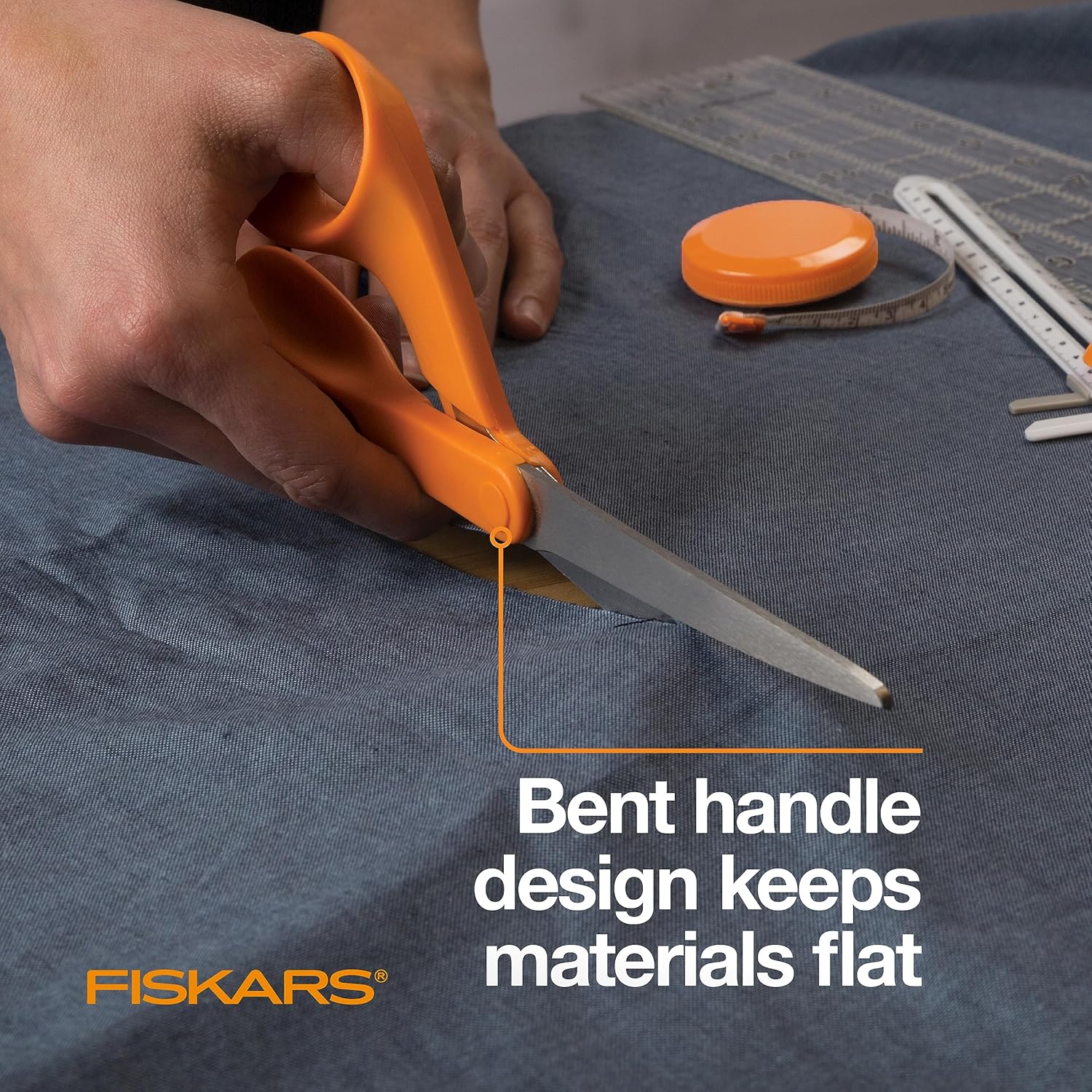 Fiskars 8" Original Orange-Handled Stainless Steel Scissors, Ergonomic and Keeps Material Flat, Sharp All-Purpose Paper and Fabric Scissors for Office, Arts, and Crafts - Image 4