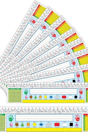 Carson Dellosa Education 36PC Traditional Manuscript Name Plate for Desk, Nametags With Alphabet, Number Line, Addition & 100 Chart, Ruler, and More Classroom Essentials, School Labels for Desk Decor