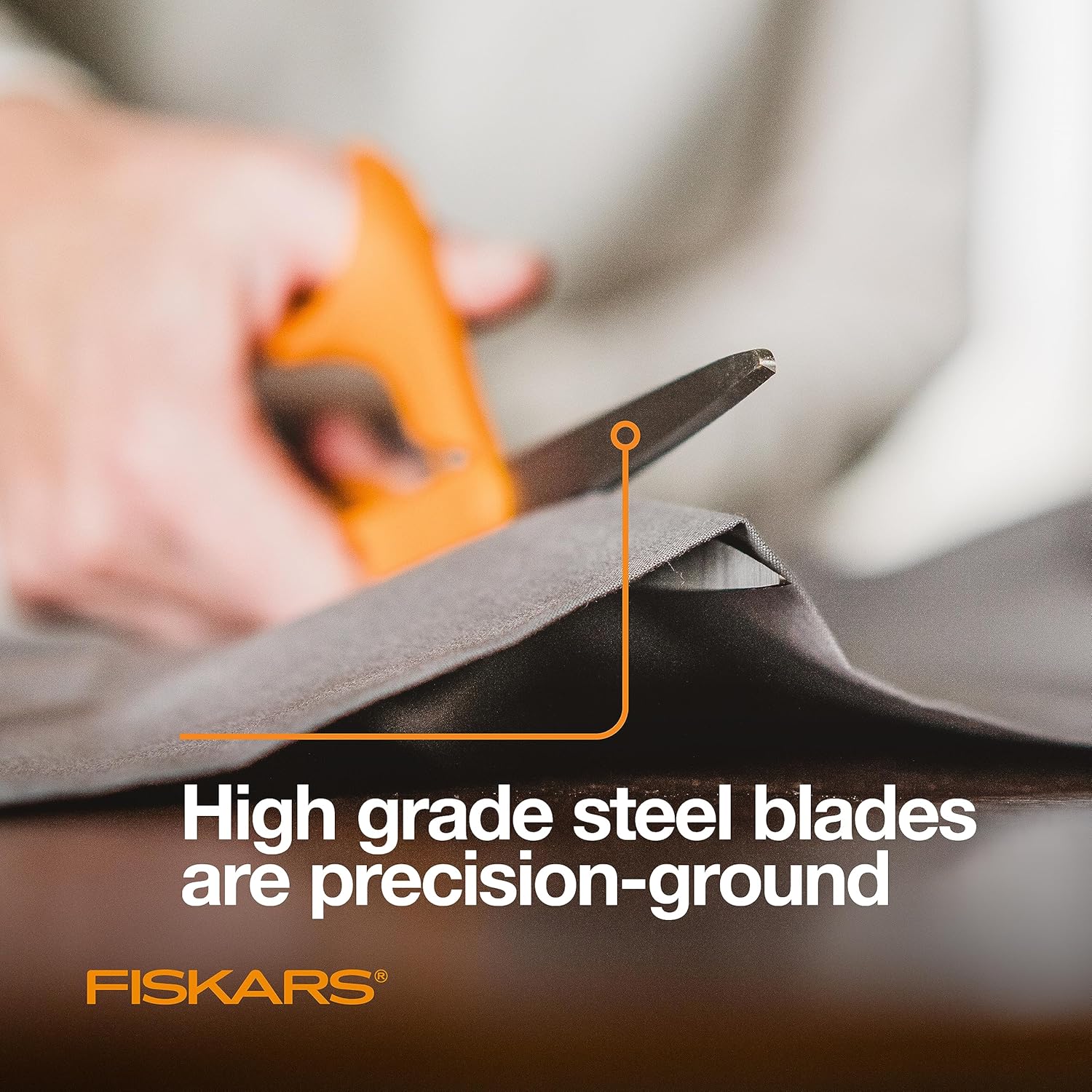 Fiskars 8" Original Orange-Handled Stainless Steel Scissors, Ergonomic and Keeps Material Flat, Sharp All-Purpose Paper and Fabric Scissors for Office, Arts, and Crafts - Image 3