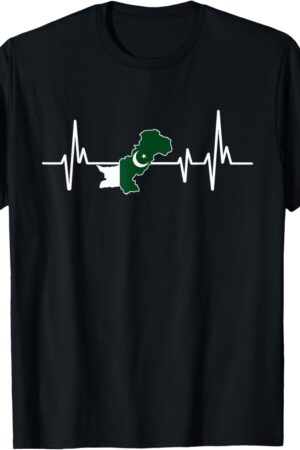 Heartbeat Design Pakistani Flag Pakistan T-Shirt