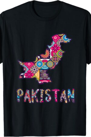 Pakistan Map Filled with Pakistani Truck Art Pattern T-Shirt