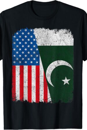 Pakistani American Flag Half USA Pakistan Root Proud T-Shirt
