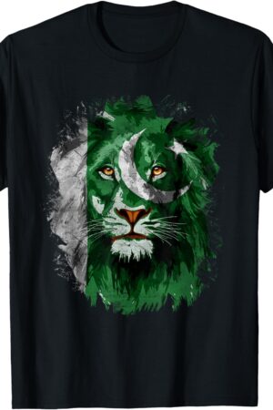 Pakistan Flag Lion Face Pakistani Pride Vintage T-Shirt